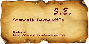 Stancsik Barnabás névjegykártya